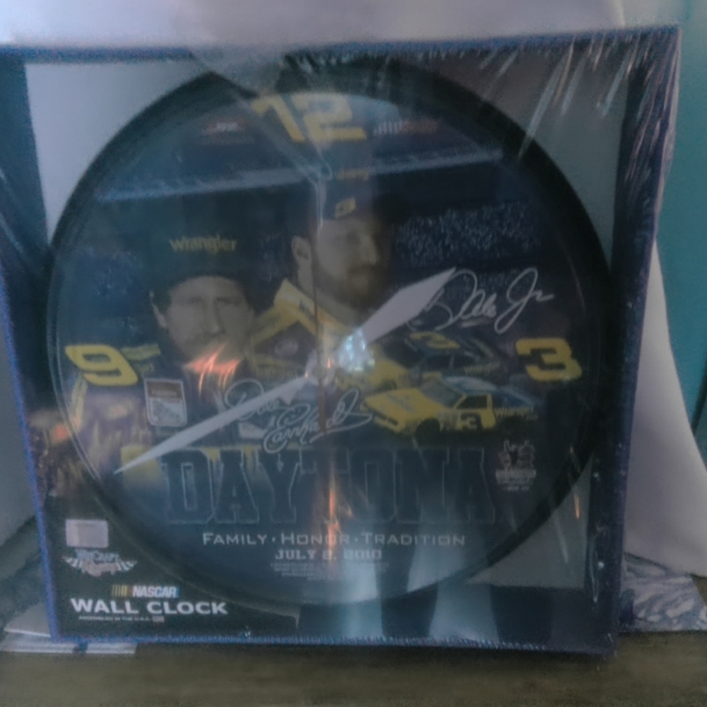 Nascar Blue and Yellow Wall Clock